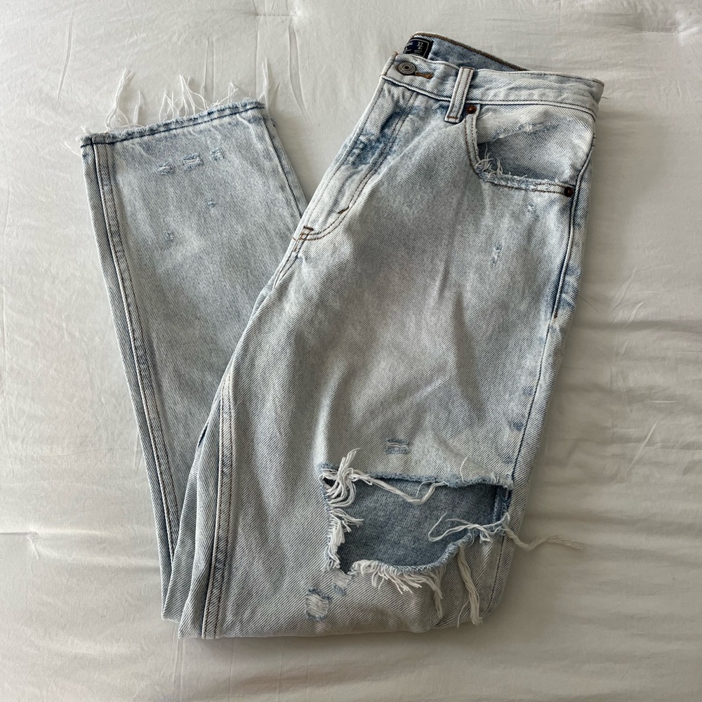 Abercrombie & Fitch Light Blue High Rise Mom Jeans
